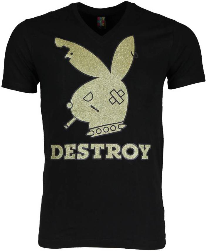 Bunny Destroy - Man T-Shirt Svart