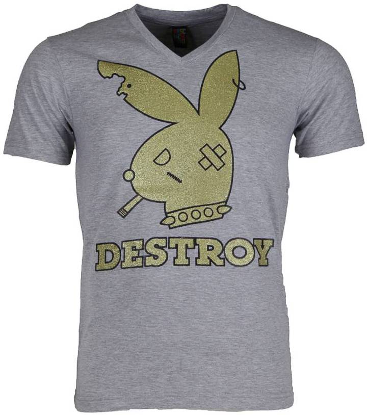 Bunny Destroy - T-Shirt Herr Grå