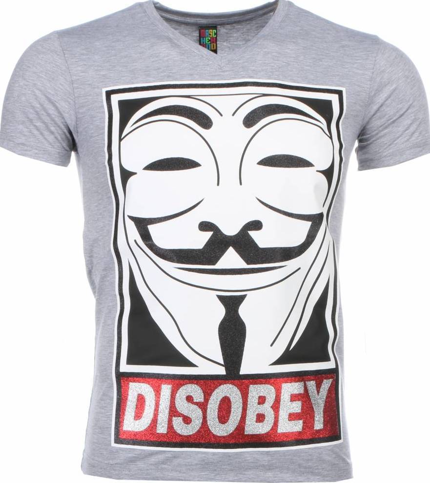 Anonymous Disobey Print - T-Shirt Herr Grå