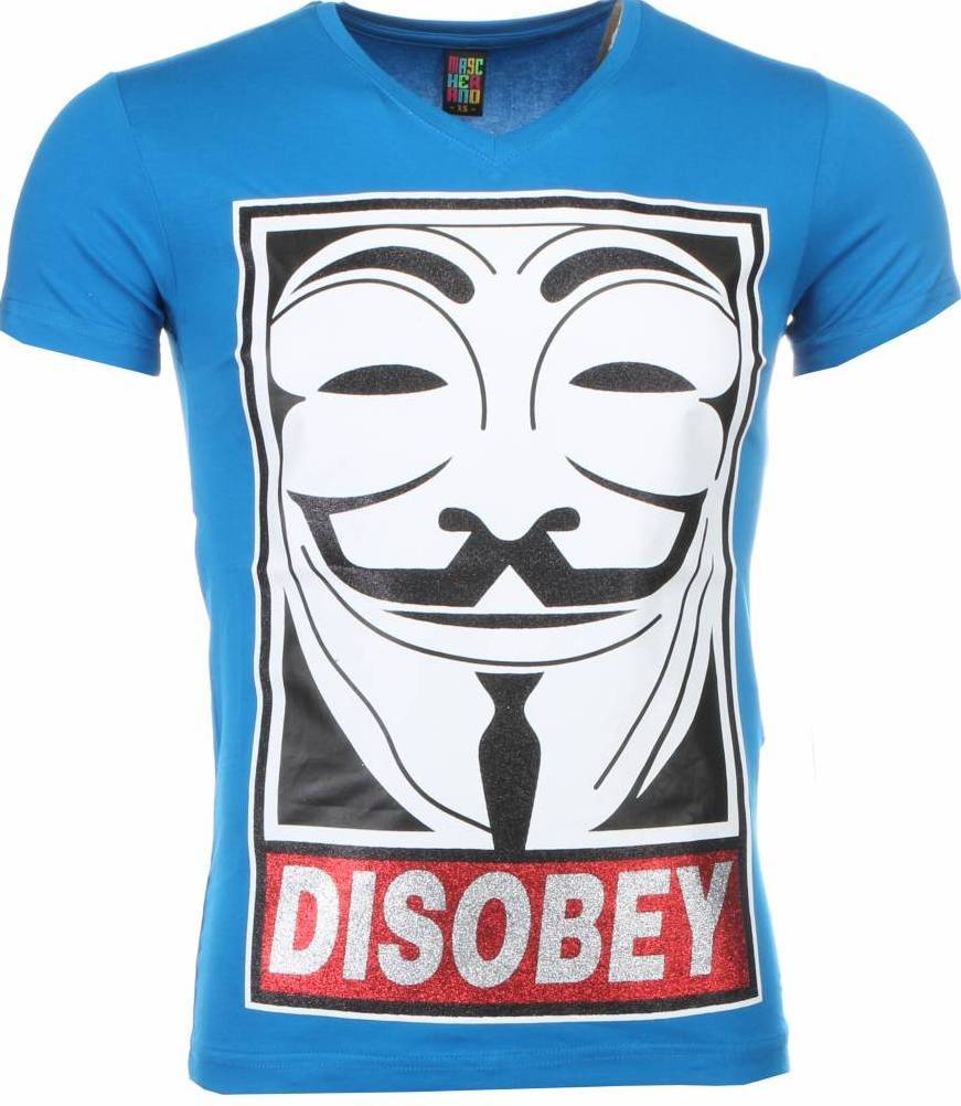 Anonymous Disobey Print - Herr T-Shirt Blå