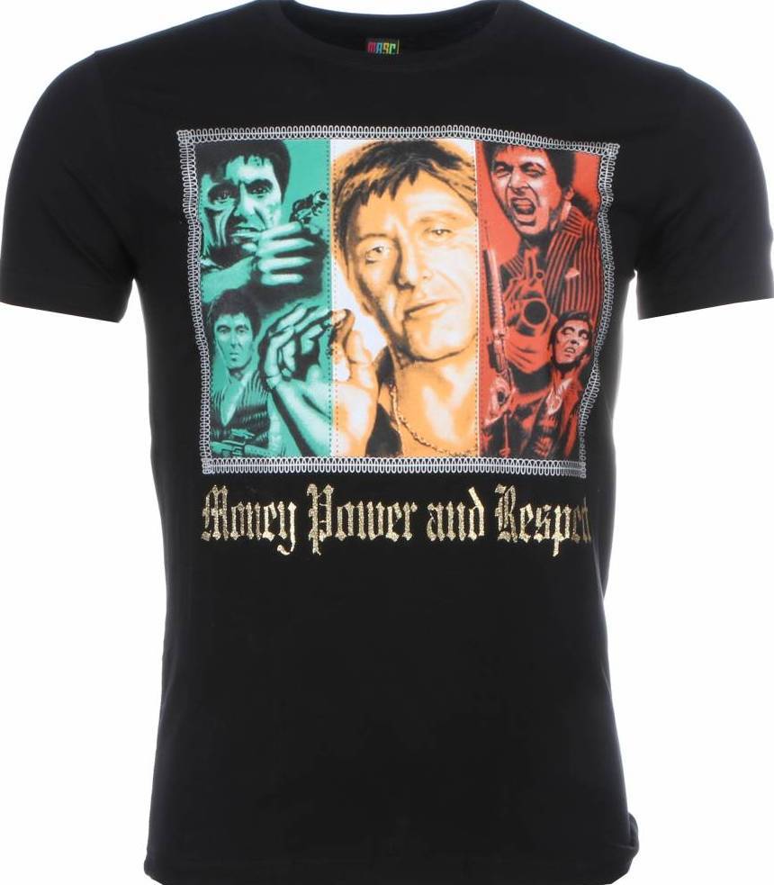 Scarface Money Power Respect - Herr T-Shirt Svart