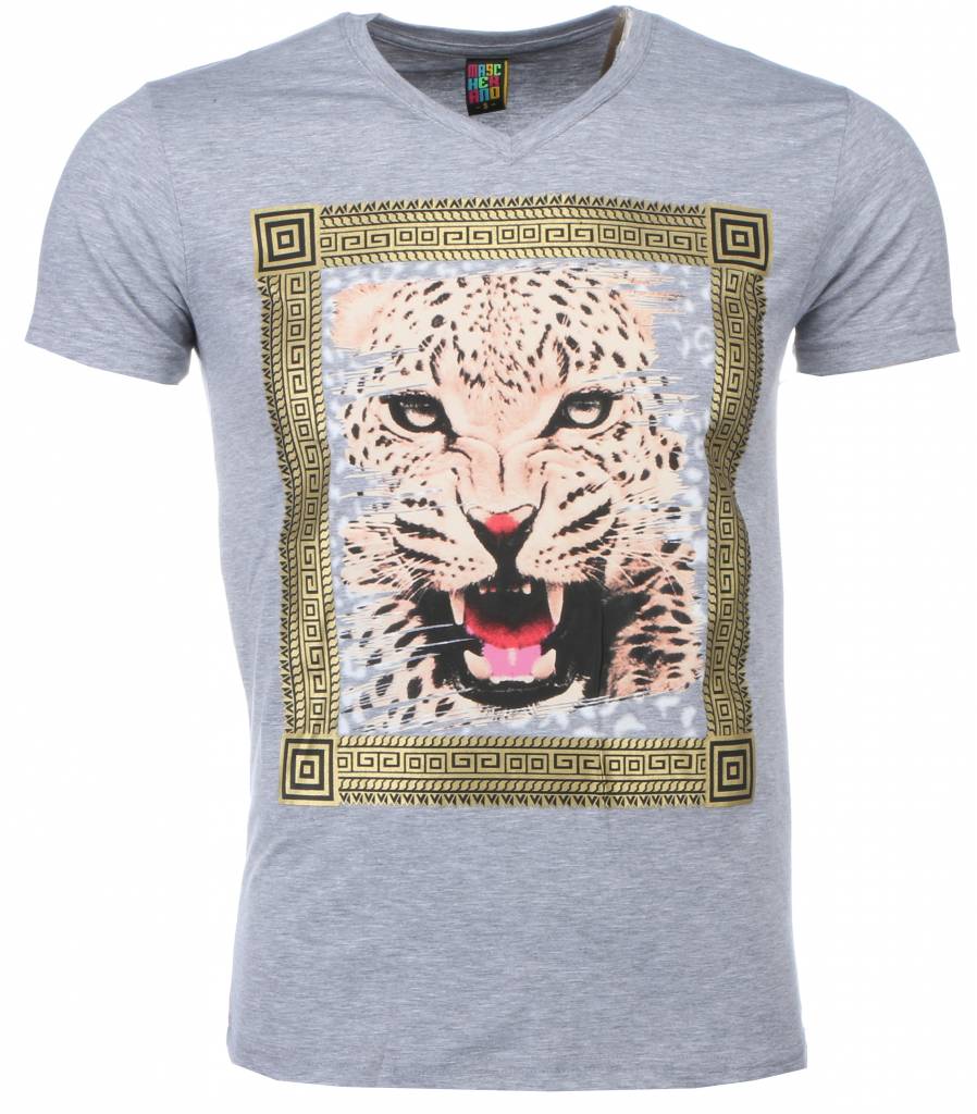 Billiga Tröjor Tigerutskrift - Herr T-Shirt Grå