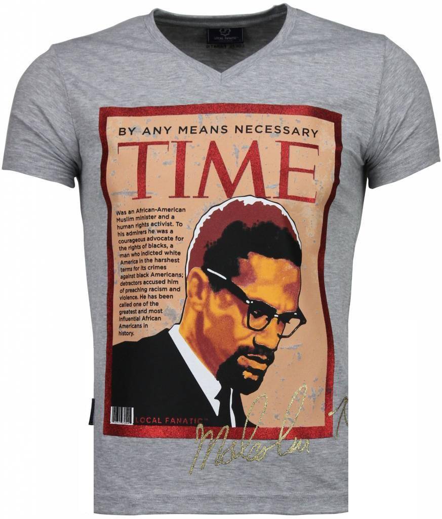 Malcolm X Time - Herr T-Shirt Grå
