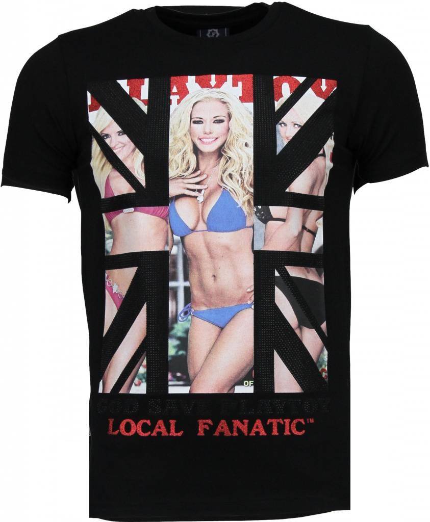 God Save Playtoy Rhinestone - Man T-Shirt Svart