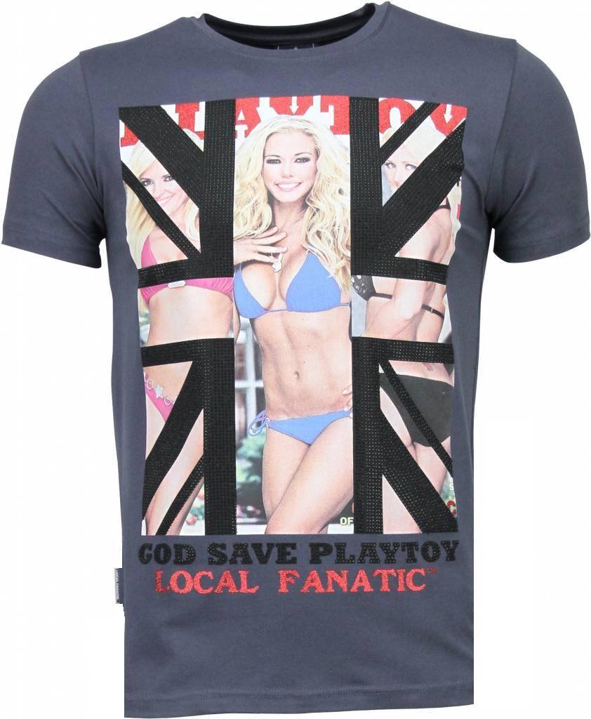 God Save Playtoy Rhinestone - T-Shirt Herr Mörkgrå