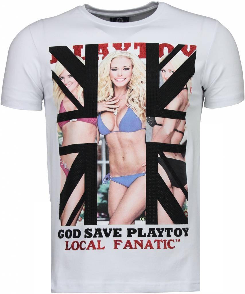 God Save Playtoy Rhinestone - Herr T-Shirt Vit