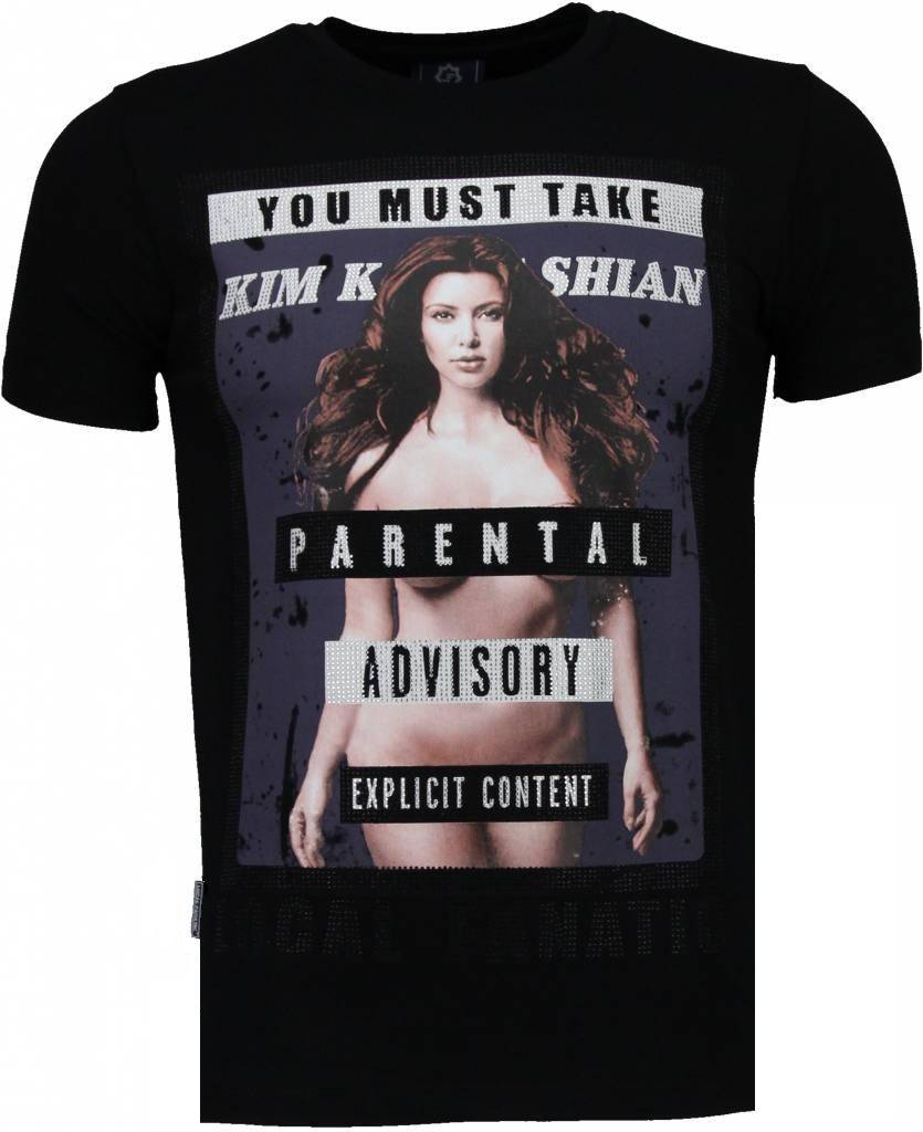 Kim Kardashian Rhinestone - Man T-Shirt Svart