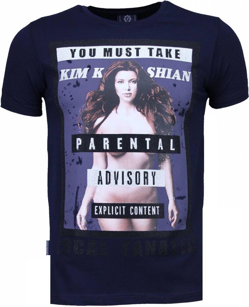 Kim Kardashian Rhinestone - T-Shirt Herr Marinblå