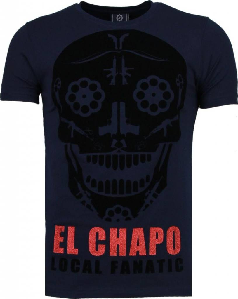 El Chapo Flockprint - T-Shirt Herr Marinblå