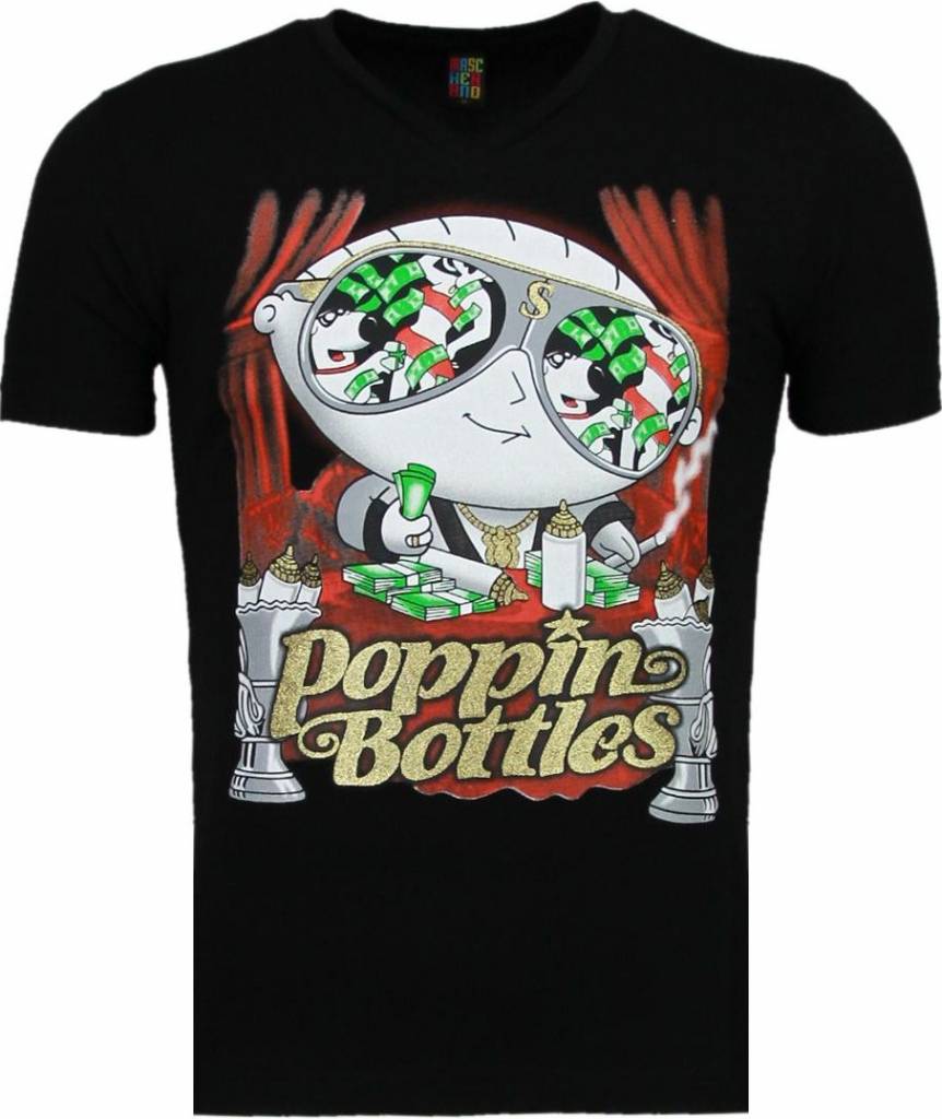 Poppin Stewie - T-Shirt - Zwart