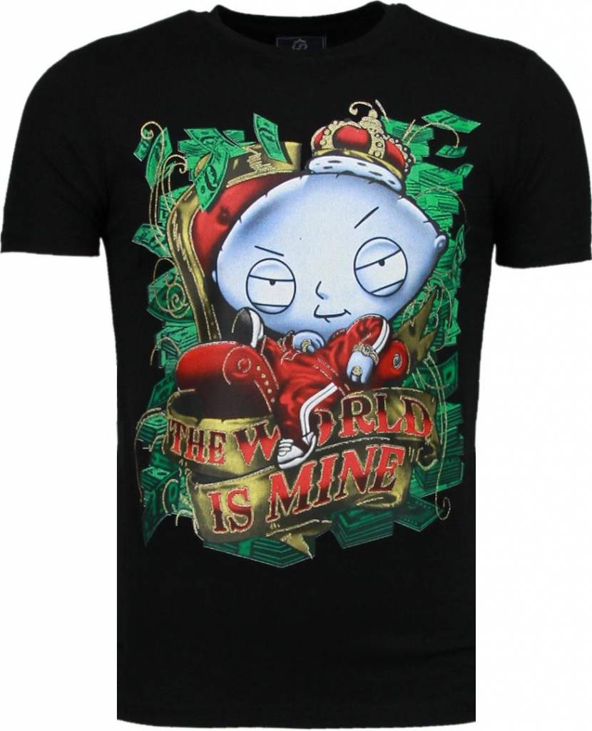 Rich Stewie Money World - Man T-Shirt Svart