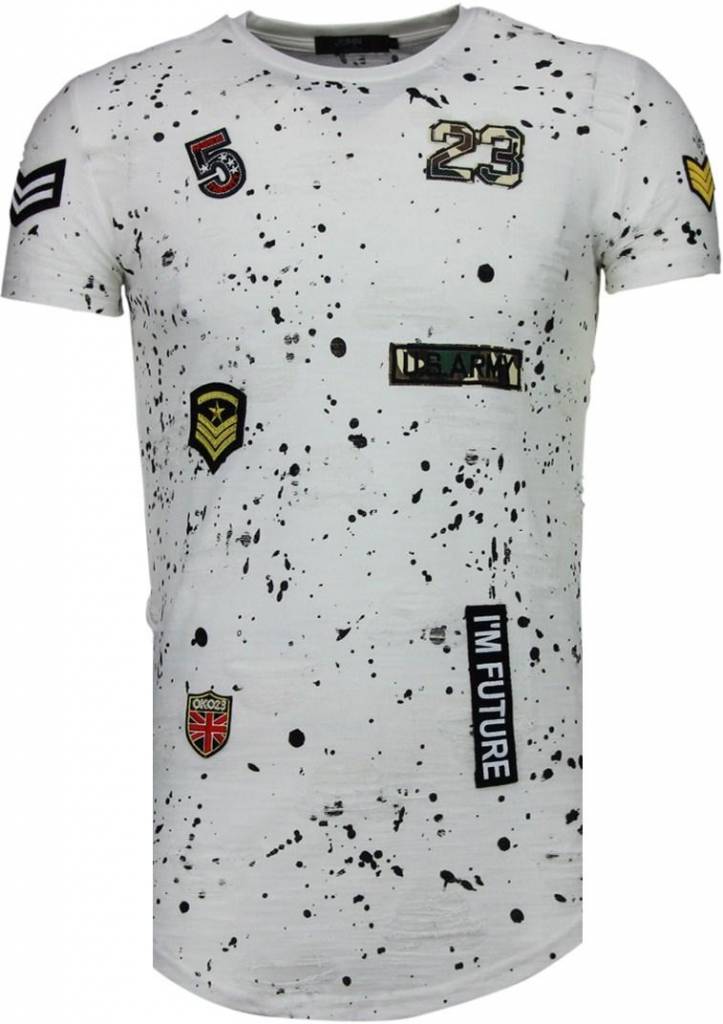 Military Patches Paint Splash - Herr T-Shirt - T T - Vit