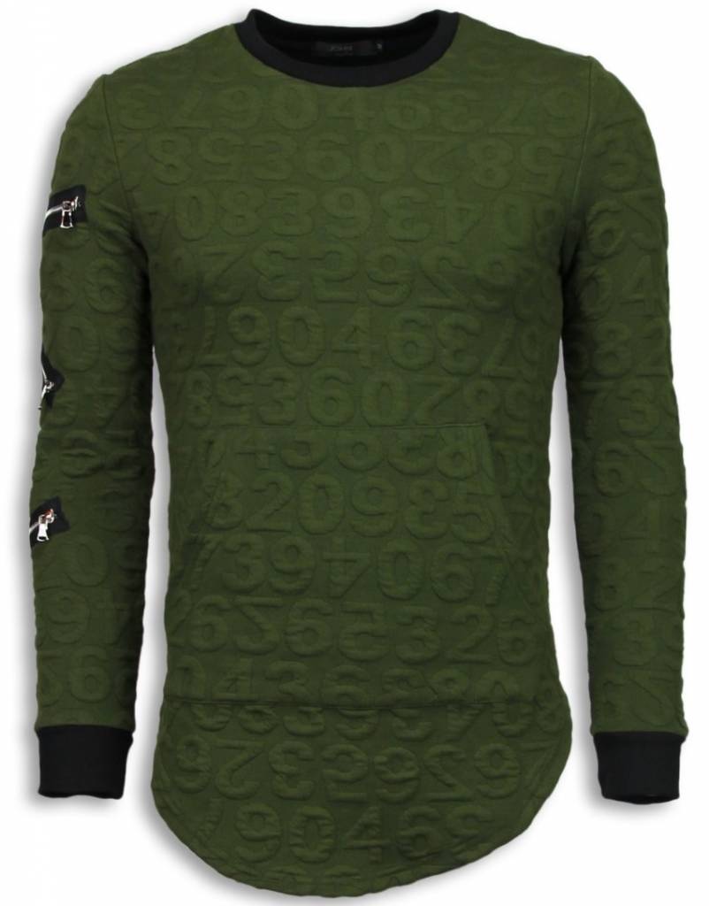 D Numbered Pocket Long Fit - Sweater Herr Grön