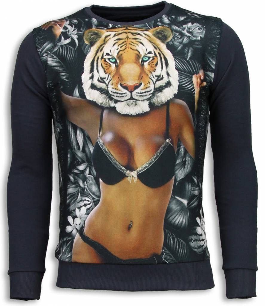 Tiger Chick Sweater - Tröjor Herr Mörkgrå