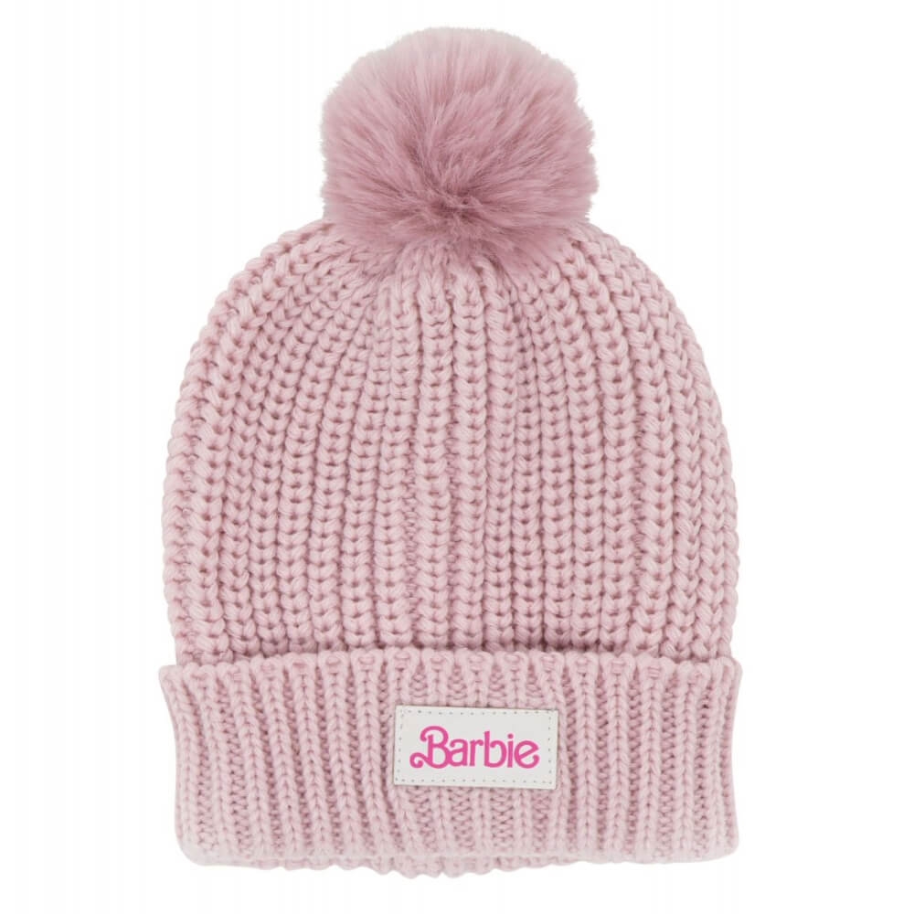 Stickad Mössa med Pompom Rosa Barbie