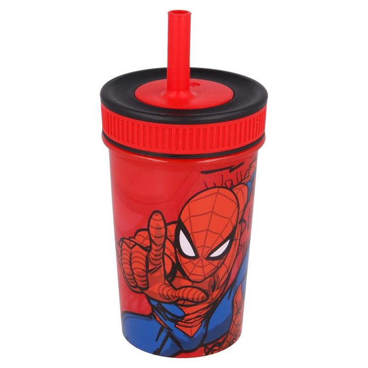 Spiderman Mugg med Silikonsugrör 370ml Marvel