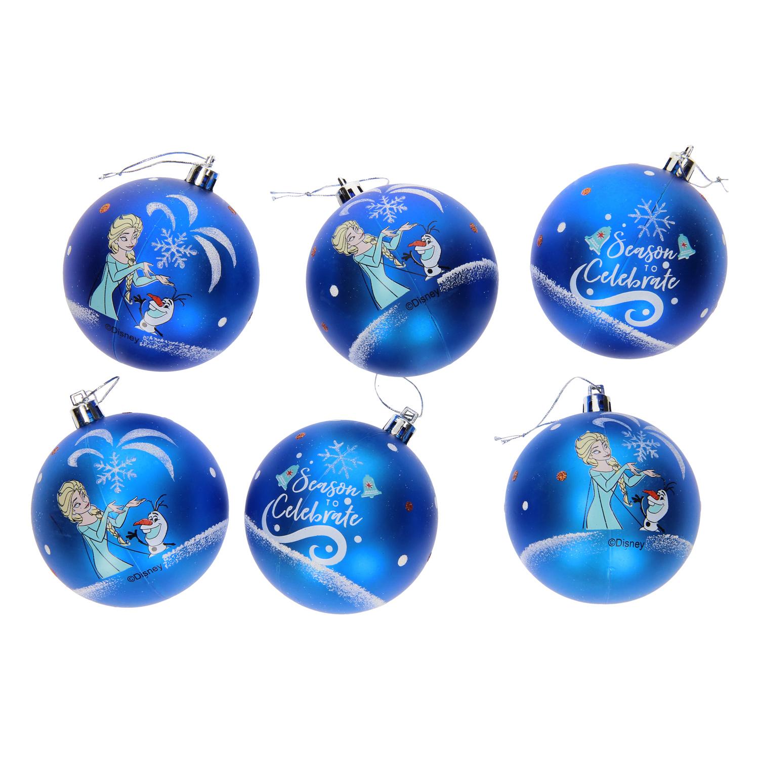 6-pack Frost/Frozen Julgranskulor Blå (8cm) Disney