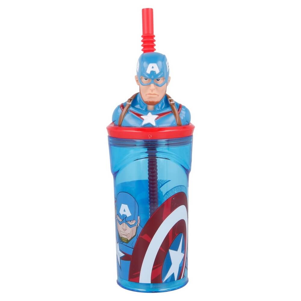 Captain America Mugg med Sugrör och 3D-figur 360ml Marvel