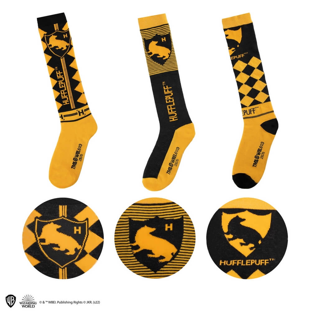 Hufflepuff 3-pack Knästrumpor (Strl 35-45) Harry Potter