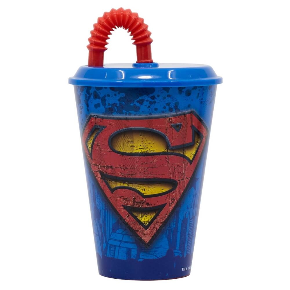 Superman Logo Mugg med Sugrör 430ml Superman