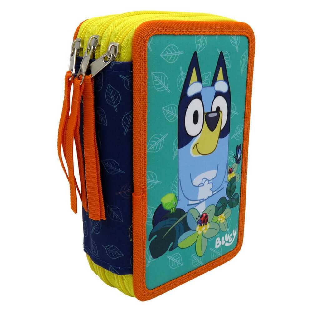 Bluey Filled Triple Pencil Case - Leaves