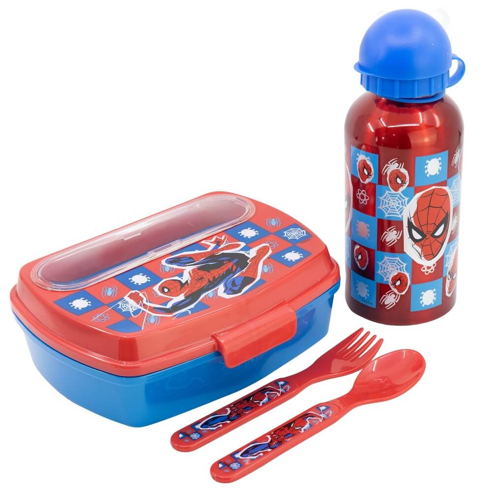 Spiderman Matlåda, Bestick och Aluminiumflaska Marvel