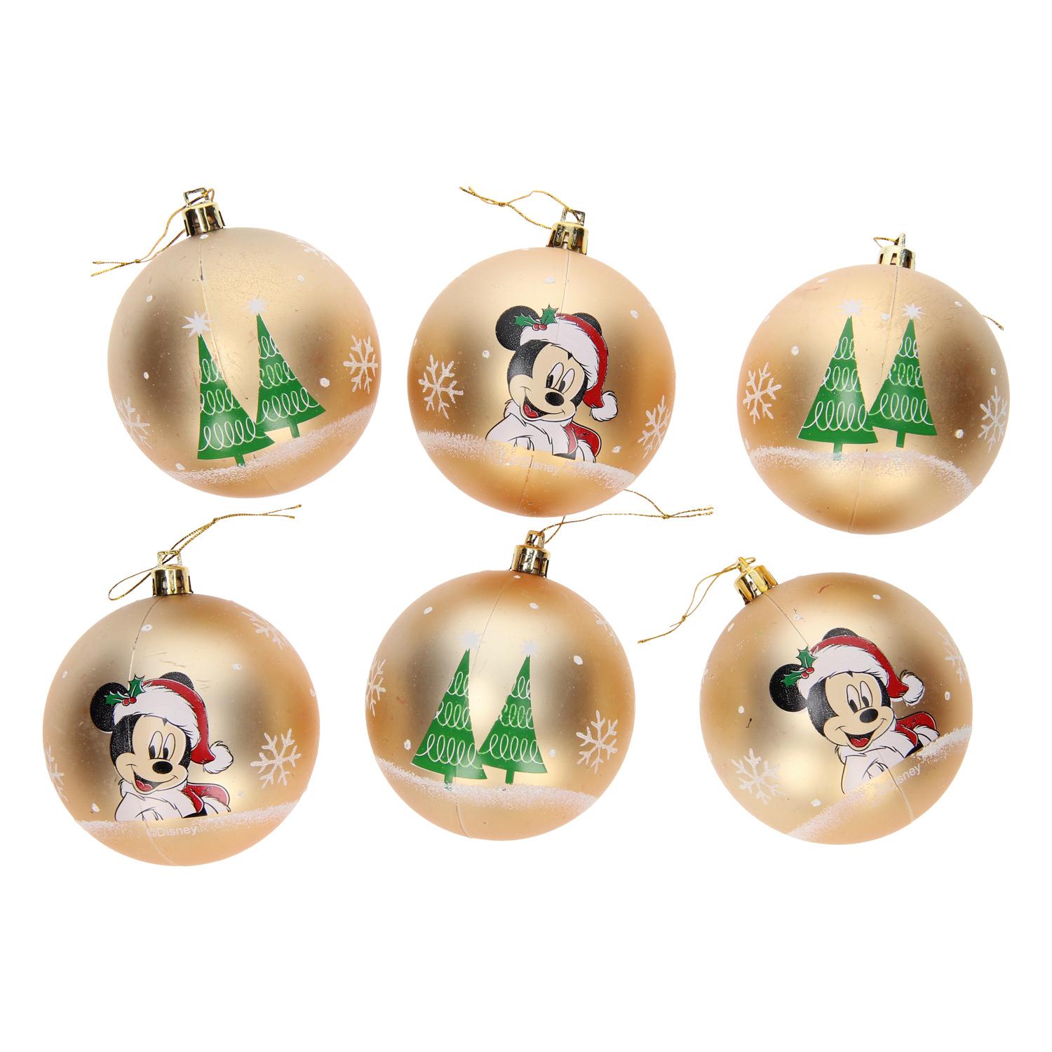 6-pack Musse Pigg Julgranskulor Guld (8cm) Disney