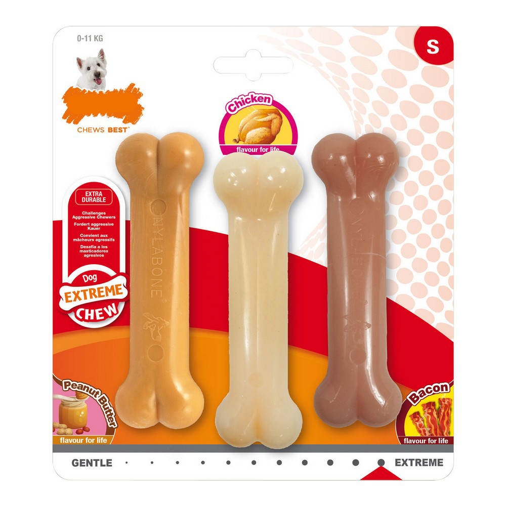 Tuggleksak för hundar Nylabone Extreme Chew Value Pack Jordnötssmör Bacon Kyckling 20 (3 pcs)