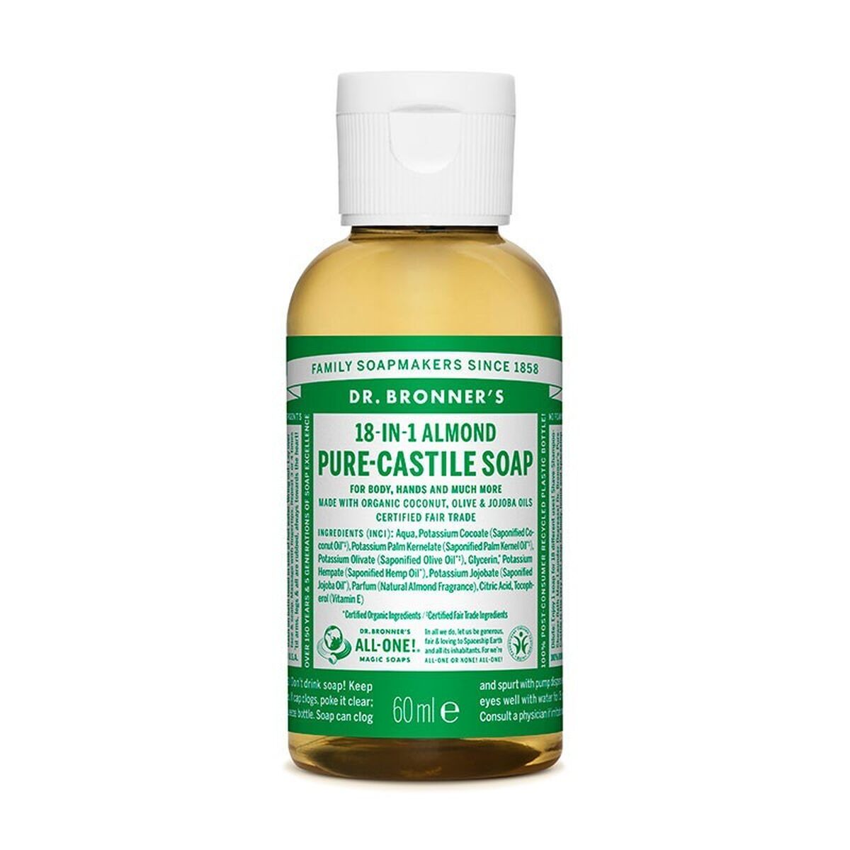 Flytande tvål Dr Bronner's 60 ml Mandlar