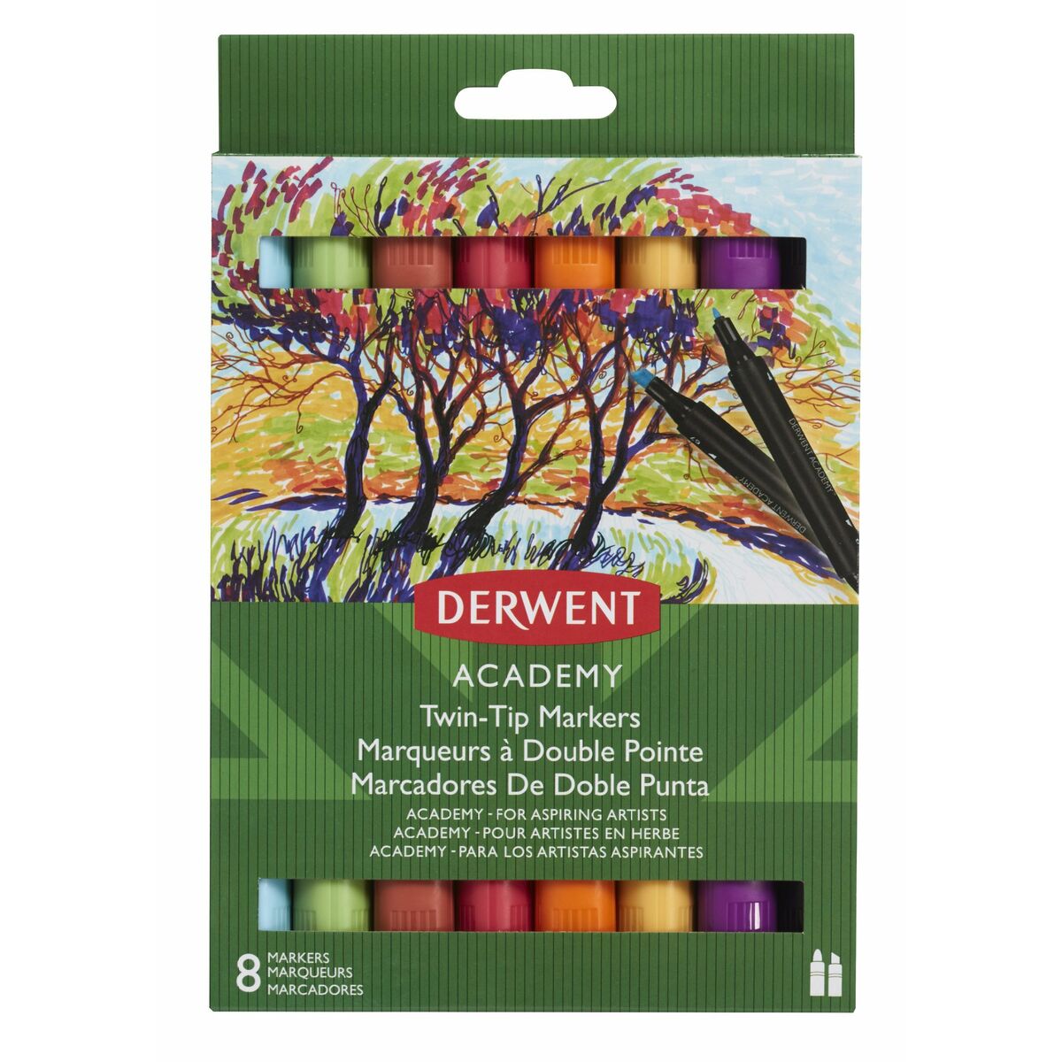 Tuschpennor DERWENT Academy Multicolour Dubbel ände 8 Delar
