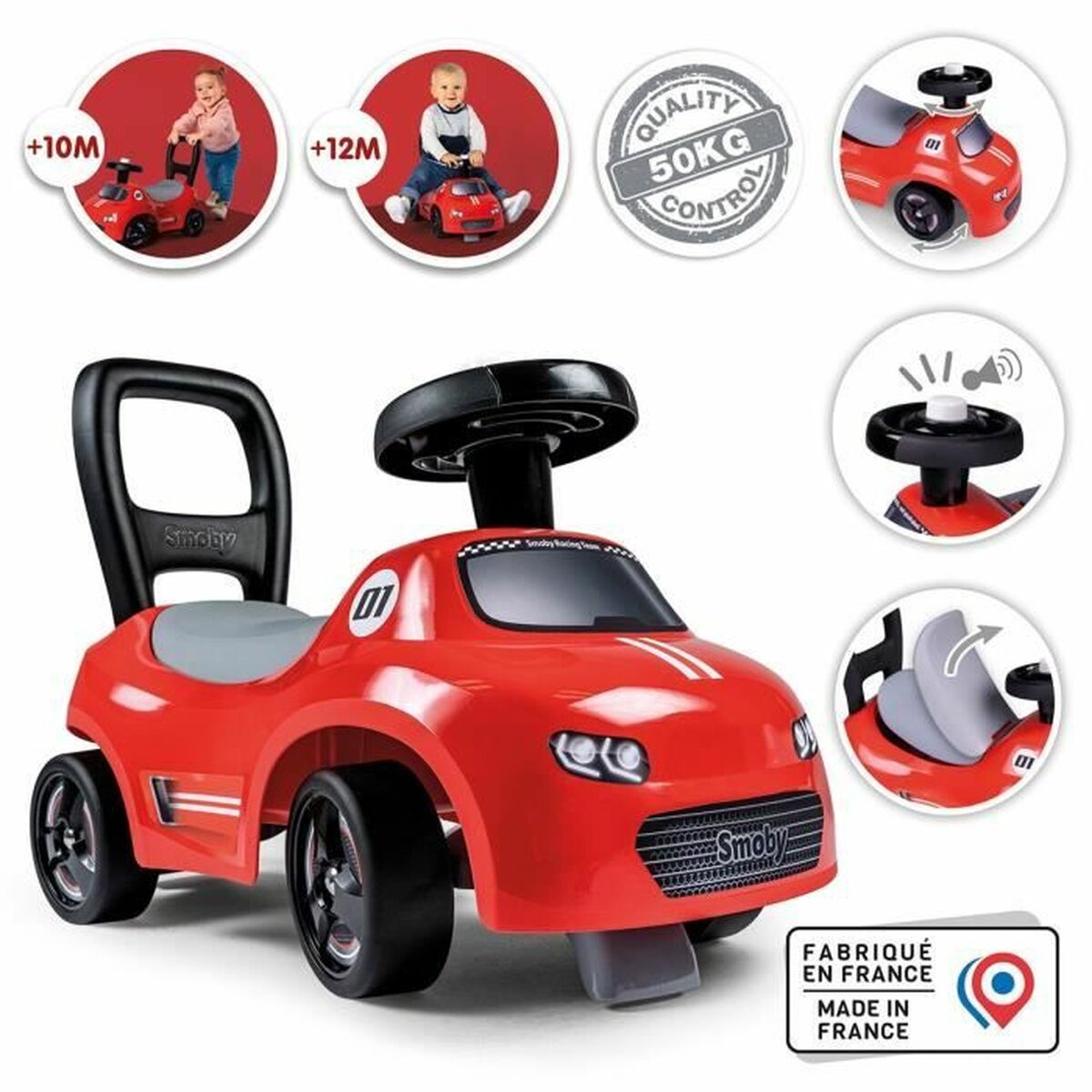 Trehjuling Smoby Svart Röd 2 i 1