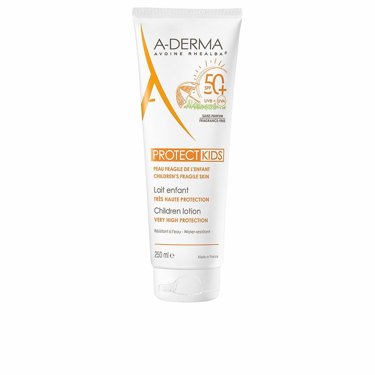 Solskydd för barn A-Derma Protect Kids SPF 50+ 250 ml