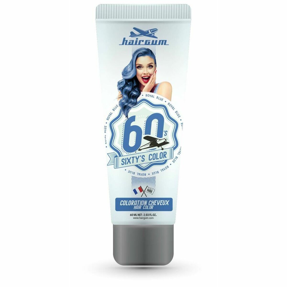 Semipermanent hårfärg Hairgum Sixty's Color royal blue (60 ml)