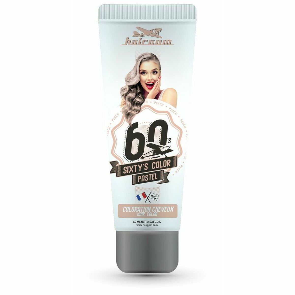 Semipermanent hårfärg Hairgum Sixty's Color Persika (60 ml)