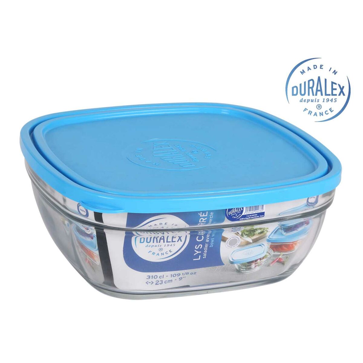 Hermetisk matlåda Duralex Freshbox Blå Fyrkantig (23 x 23 x 9 cm) (3 L)