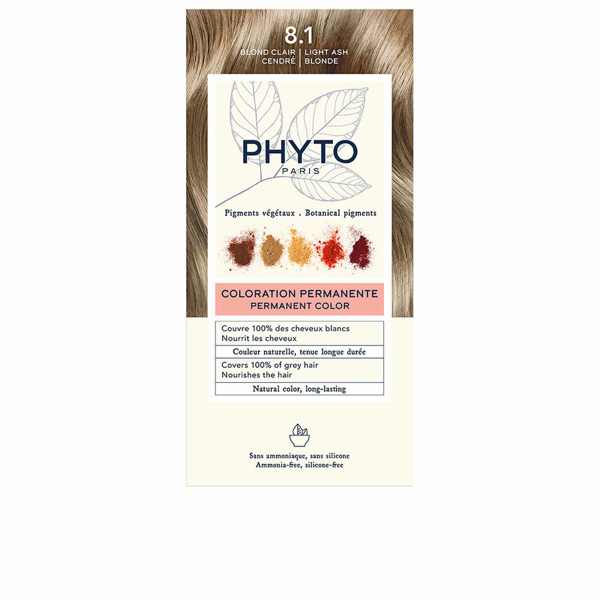 Permanent hårfäg Phyto Paris PHYTOCOLOR #8.1-Rubio Claro Cendre
