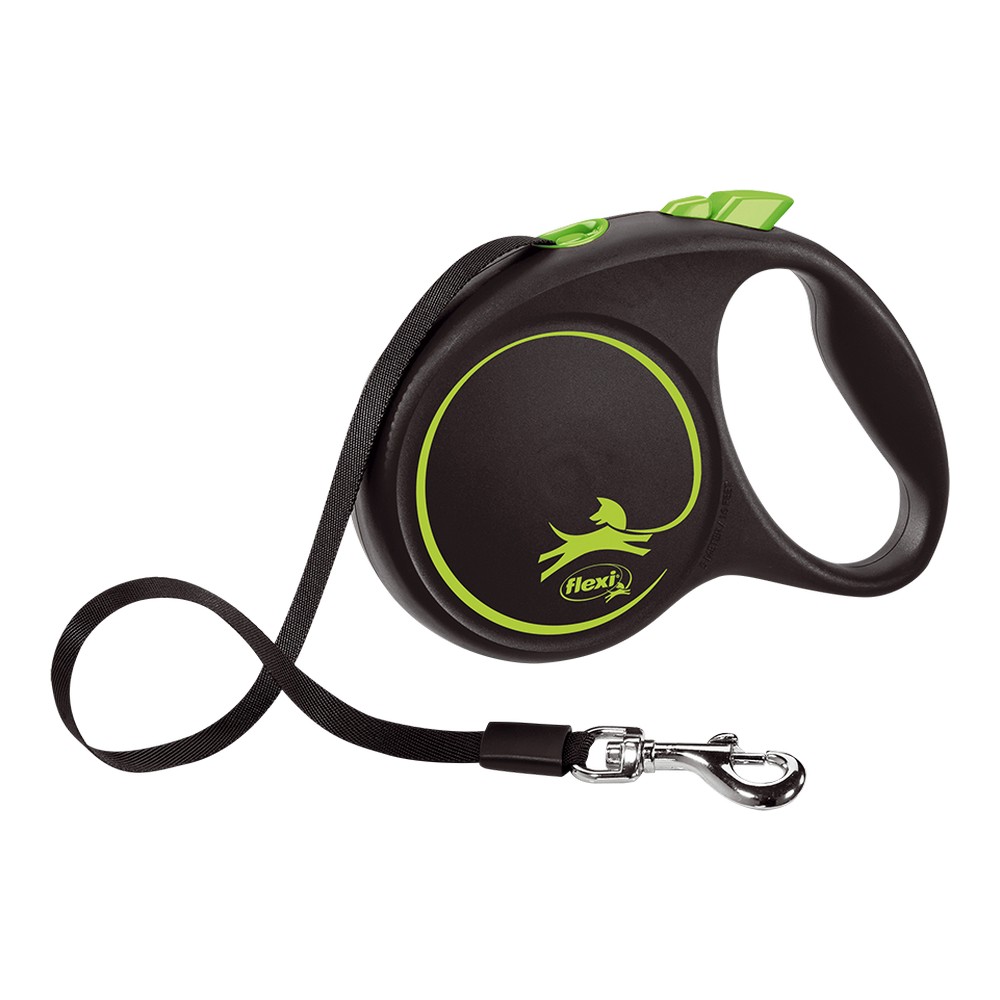 DoHundkoppel Flexi BLACK DESIGN 5 m Storlek M Grön
