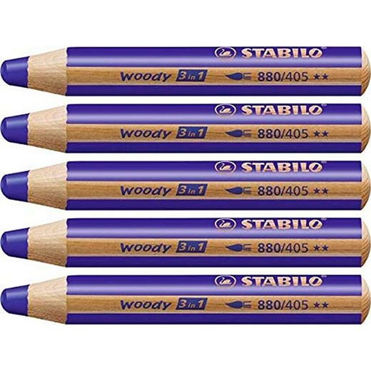 Färgpennor Stabilo Woody Marinblå 3 i 1 (5 antal)