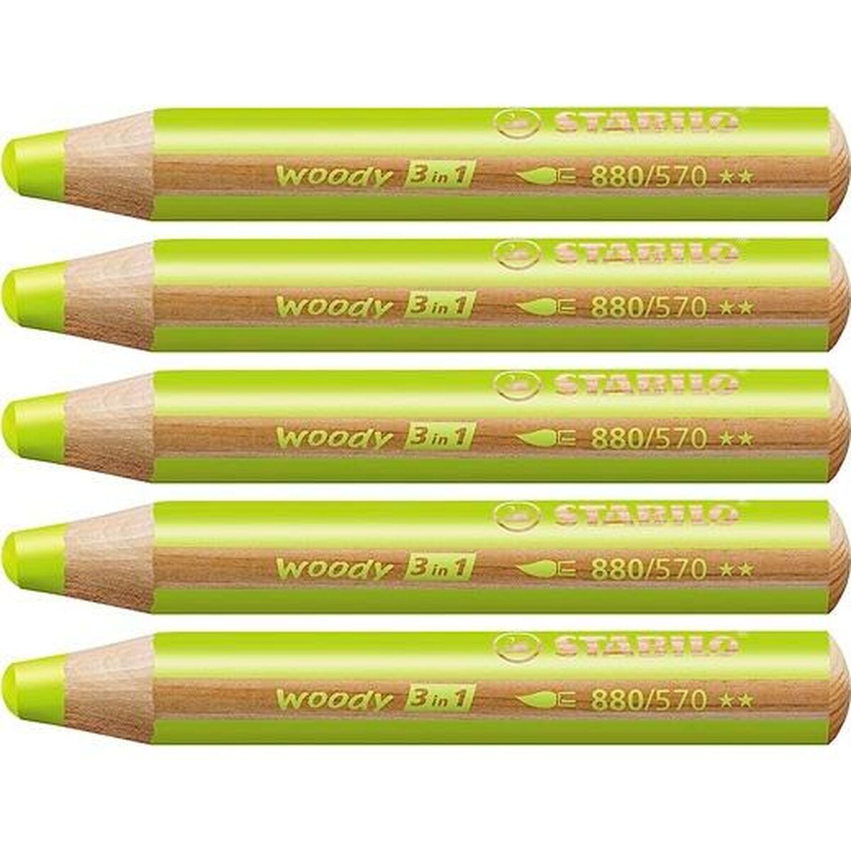Färgpennor Stabilo Woody Grön 3 i 1 (5 antal)