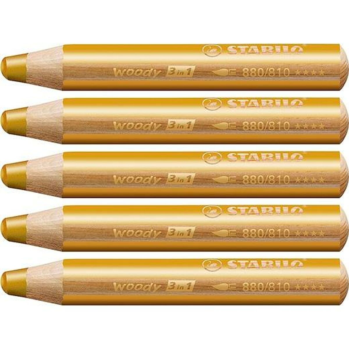 Färgpennor Stabilo Woody Gyllene 3 i 1 (5 antal)