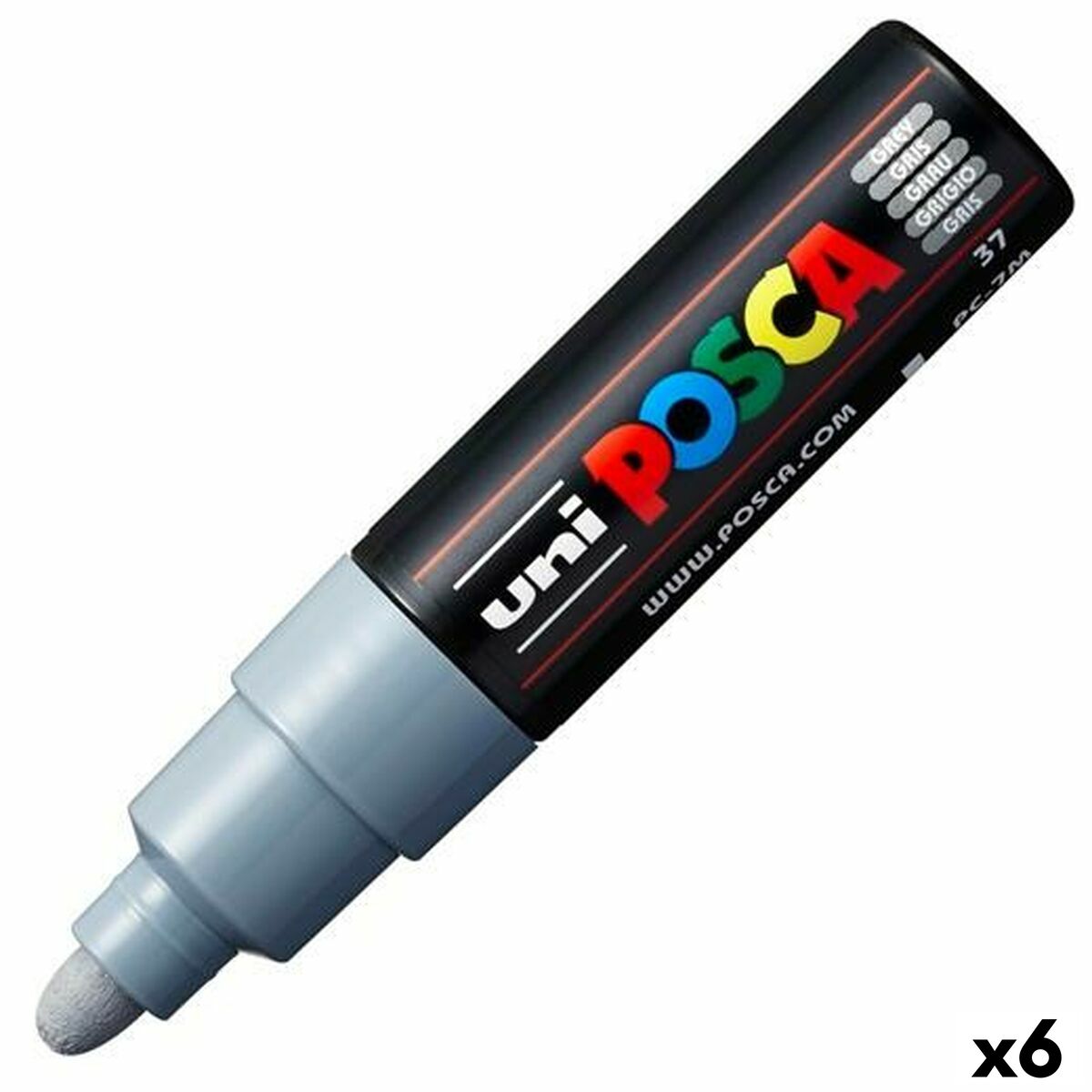 Markör POSCA PC-7M Grå (6 antal)