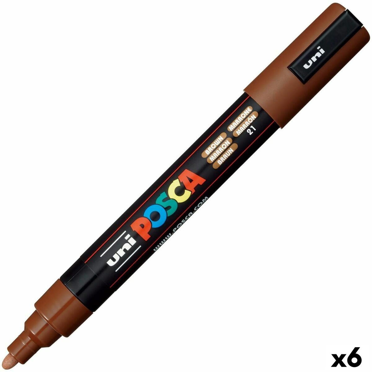 Tuschpennor POSCA PC-5M Brun (6 antal)