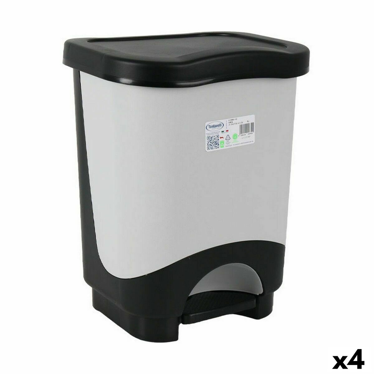 Sophink med pedal Tontarelli Idea 18 L Svart Grå 31,6 x 27,6 x 41 cm (4 antal)