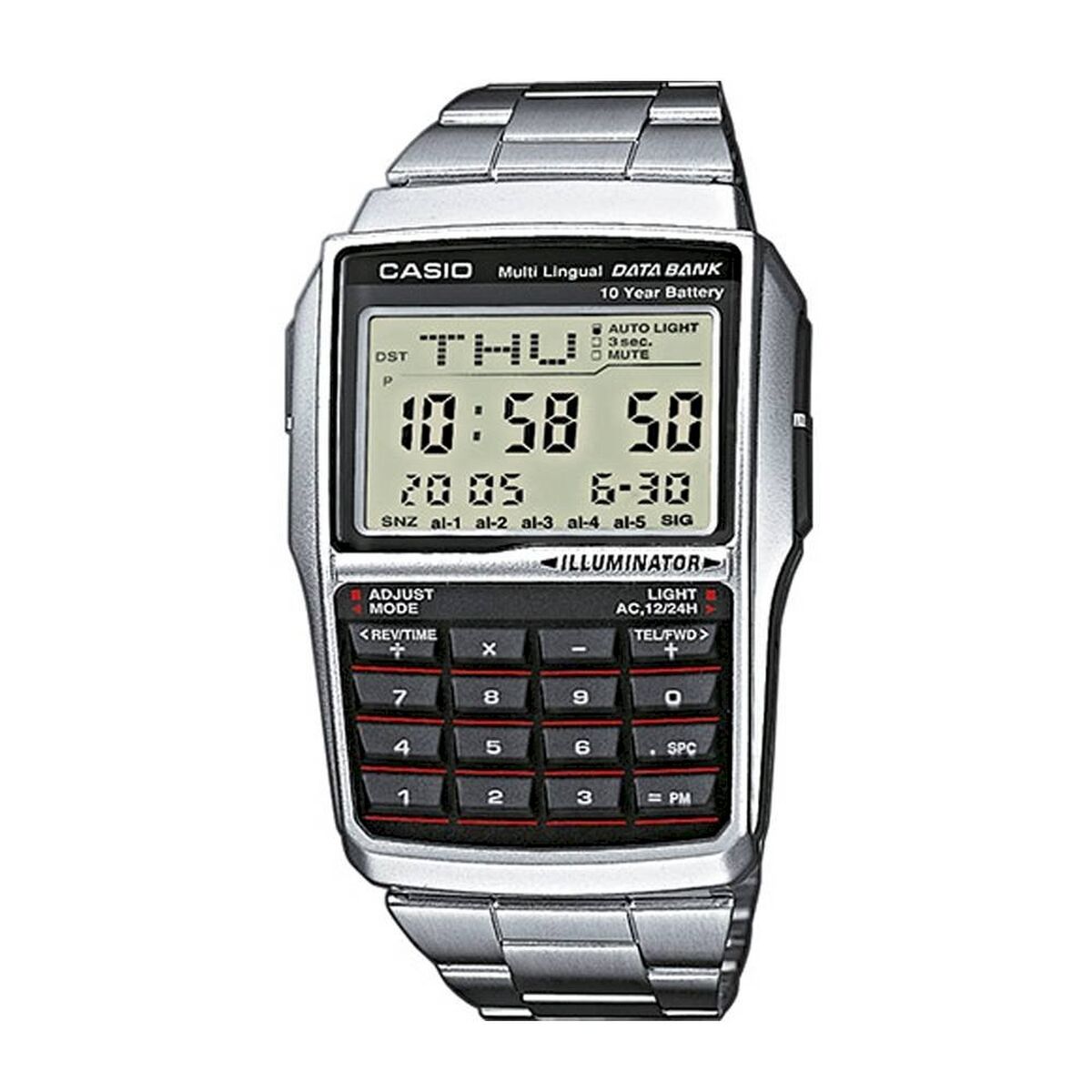 Herrklocka Casio DATABANK CALCULATOR STEEL Svart Silvrig