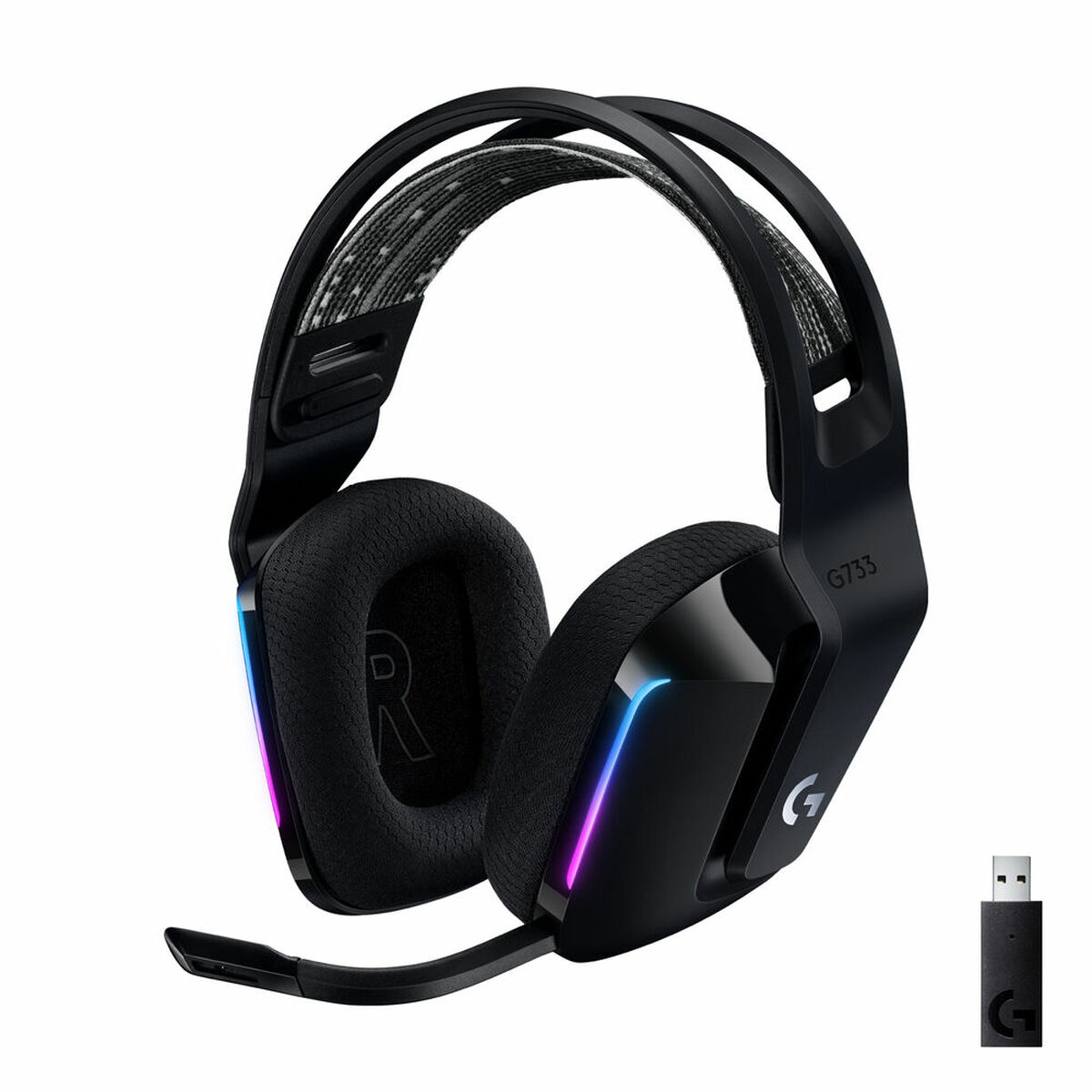 Spelhörlurar med mikrofon Logitech G733 Lightspeed Headset Svart