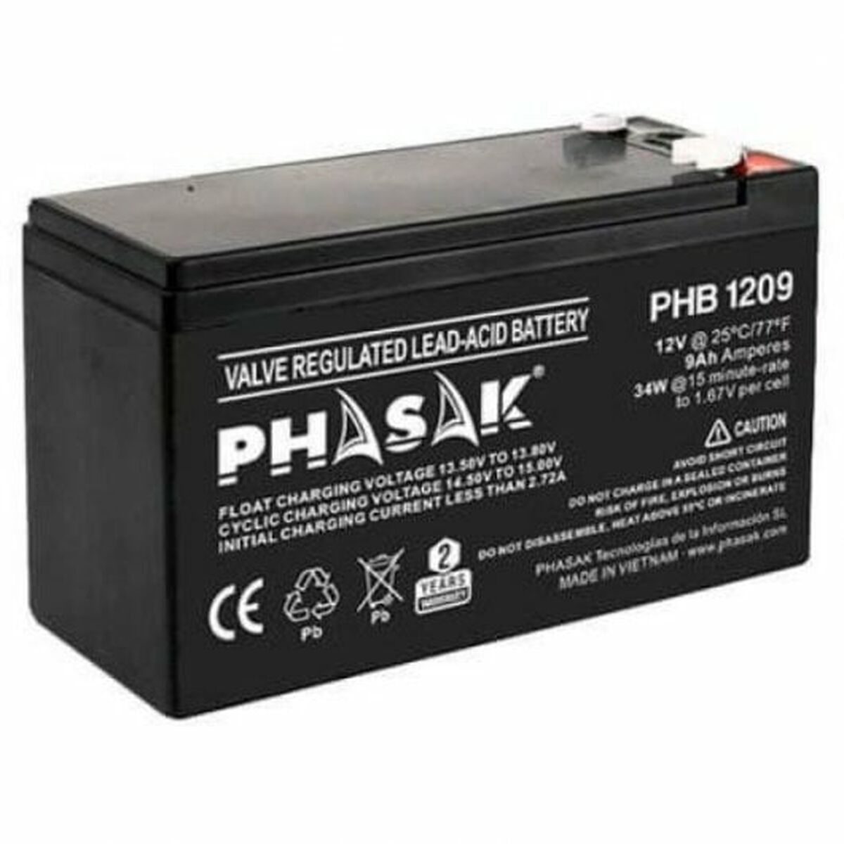 Batteri till System för Avbrottsfri Strömförsörjning UPS Phasak PHB 1209 12 V