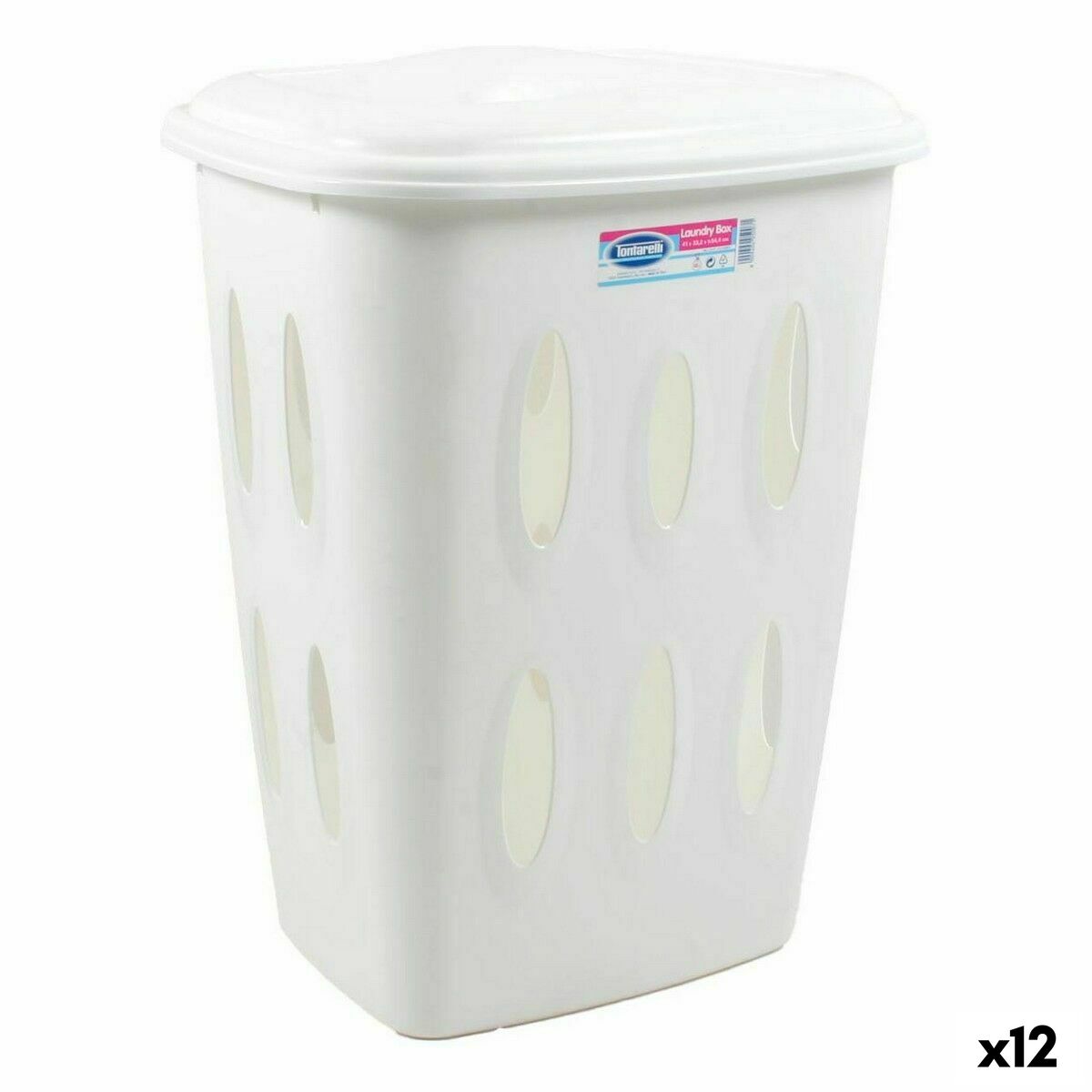 Tvättkorg Tontarelli Laundry Med lock 45 L Vit 41 x 33,2 x 54,5 cm (12 antal)