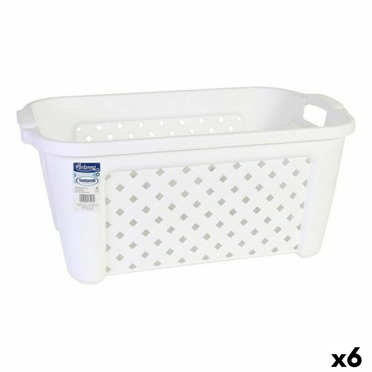 Tvättkorg Tontarelli 8065405/112 35 L Vit Rektangulär 58 x 38 x 26 cm (6 antal)