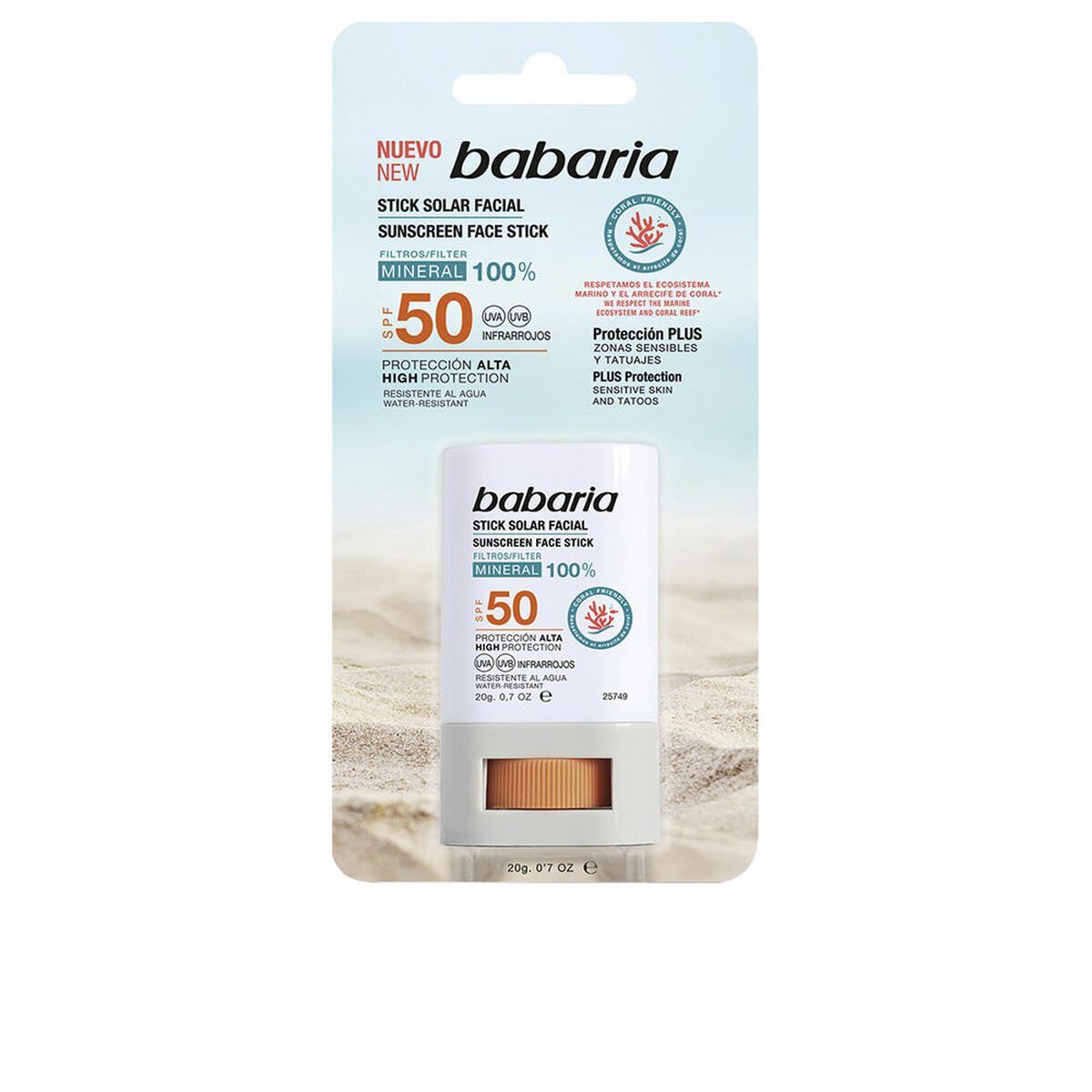 Ansiktssolkräm Babaria Solar Stick Facial Spf 50 20 g