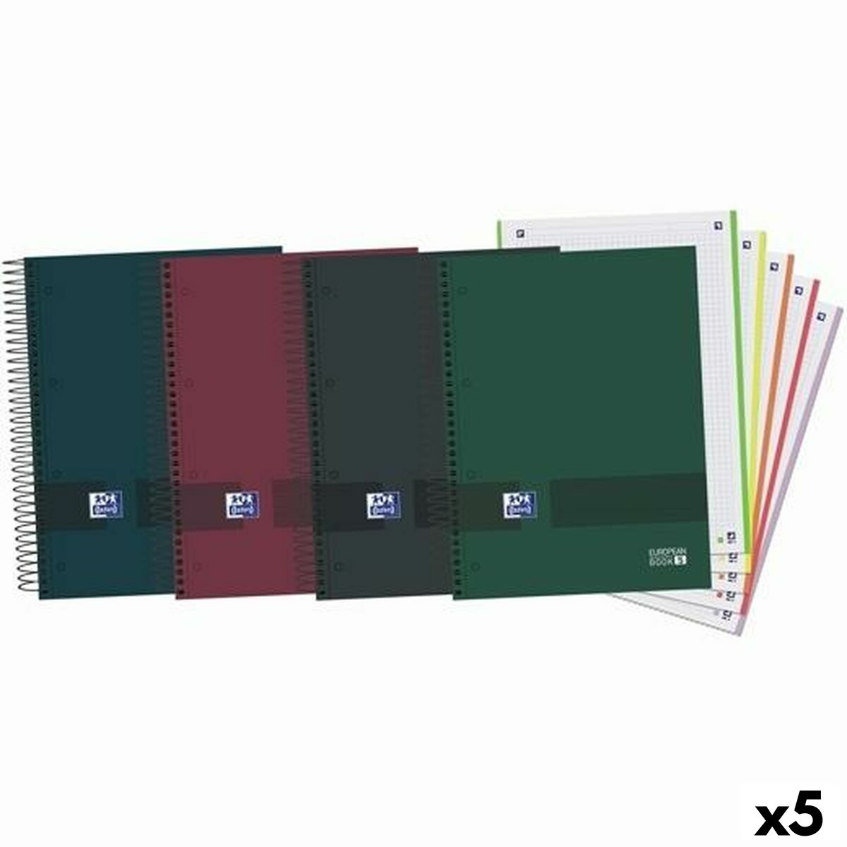 Anteckningsbok Oxford Europeanbook 5 & You Multicolour A5 120 Blad (5 antal)